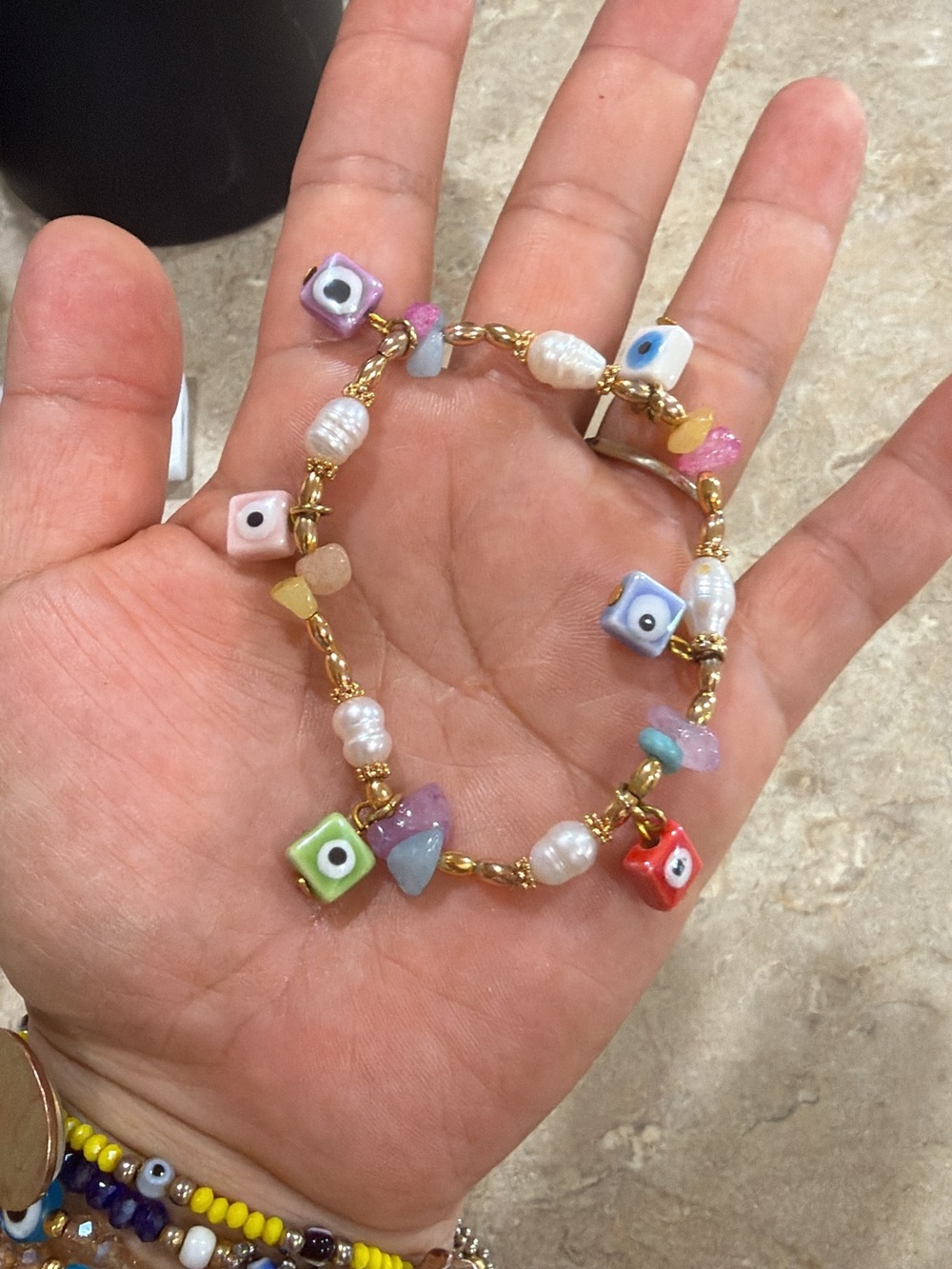 Multicolor Beaded Evil Eye Bracelet